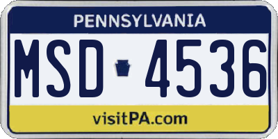PA license plate MSD4536