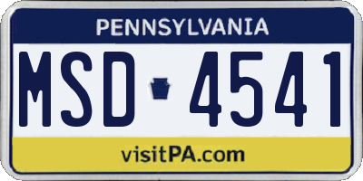 PA license plate MSD4541