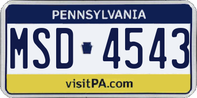 PA license plate MSD4543
