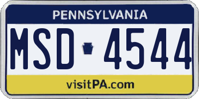 PA license plate MSD4544