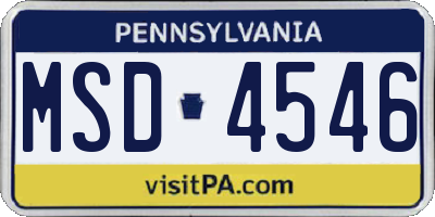 PA license plate MSD4546