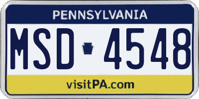 PA license plate MSD4548