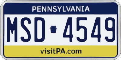 PA license plate MSD4549