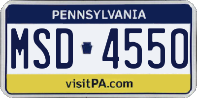 PA license plate MSD4550