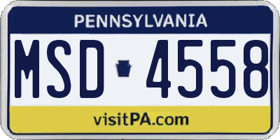PA license plate MSD4558