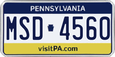 PA license plate MSD4560