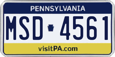 PA license plate MSD4561