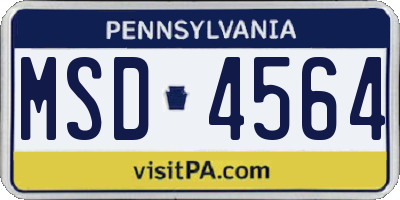 PA license plate MSD4564