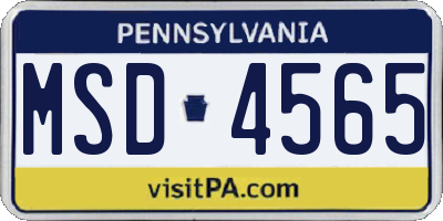 PA license plate MSD4565