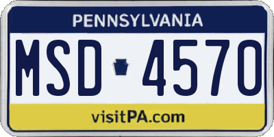 PA license plate MSD4570