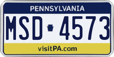 PA license plate MSD4573