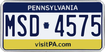 PA license plate MSD4575