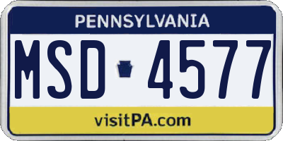 PA license plate MSD4577