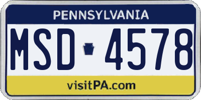 PA license plate MSD4578