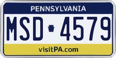 PA license plate MSD4579