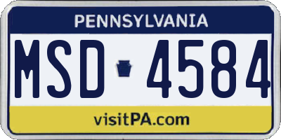 PA license plate MSD4584