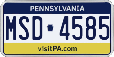 PA license plate MSD4585