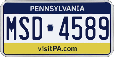 PA license plate MSD4589