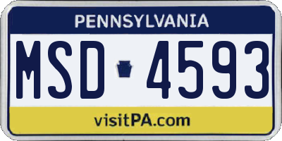 PA license plate MSD4593