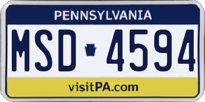 PA license plate MSD4594