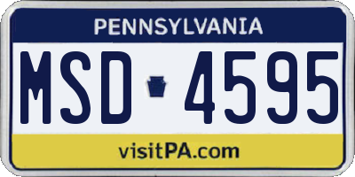 PA license plate MSD4595