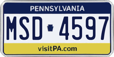 PA license plate MSD4597