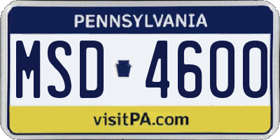 PA license plate MSD4600