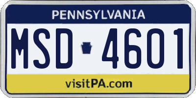 PA license plate MSD4601