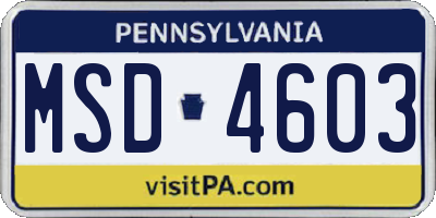 PA license plate MSD4603