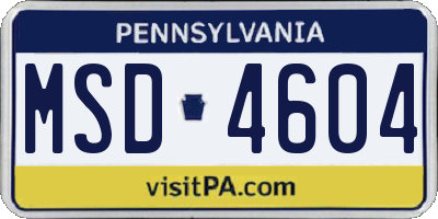 PA license plate MSD4604