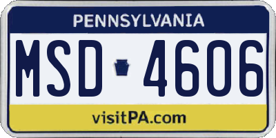 PA license plate MSD4606