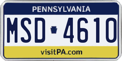 PA license plate MSD4610