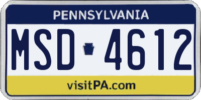 PA license plate MSD4612