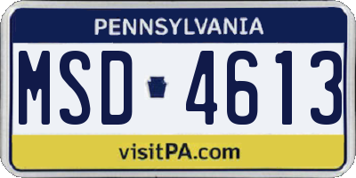 PA license plate MSD4613