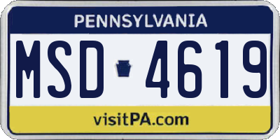 PA license plate MSD4619