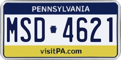PA license plate MSD4621