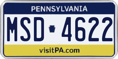 PA license plate MSD4622