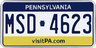 PA license plate MSD4623
