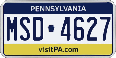 PA license plate MSD4627