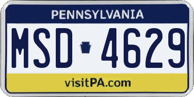 PA license plate MSD4629