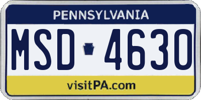 PA license plate MSD4630