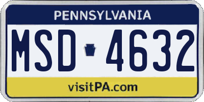 PA license plate MSD4632