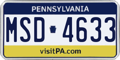 PA license plate MSD4633