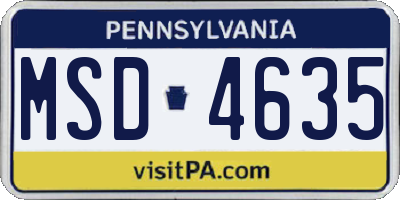 PA license plate MSD4635