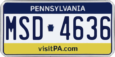 PA license plate MSD4636