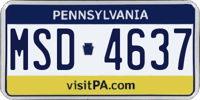 PA license plate MSD4637