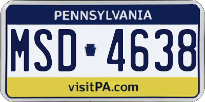 PA license plate MSD4638