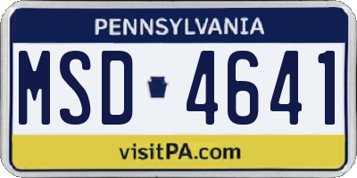 PA license plate MSD4641