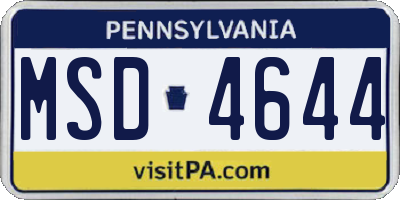 PA license plate MSD4644