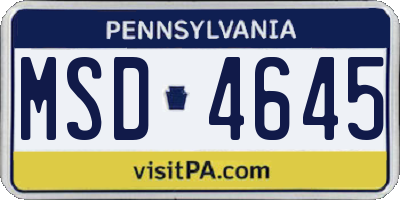 PA license plate MSD4645